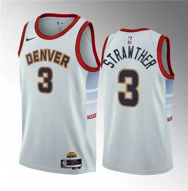 Men%27s Denver Nuggets #3 Julian Strawther White 2023 Draft Icon Edition Stitched Basketball Jersey Dzhi->denver nuggets->NBA Jersey